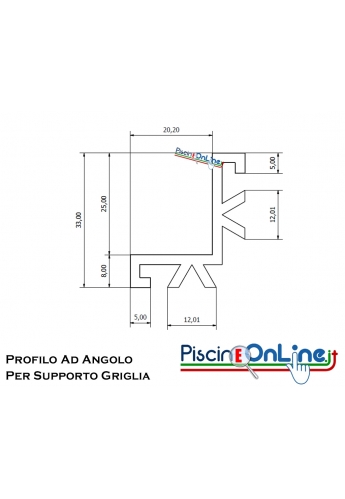 PROFILO AD ANGOLO IN PVC BIANCO PER SUPPORTO GRIGLIA 25 X 20 MM