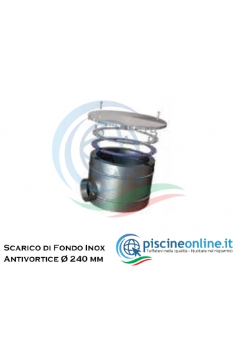 SCARICO DI FONDO IN ACCIAIO INOX AISI 316 - 150X150 MM - PER LINER 2"F - PORTATA 15MC/H
