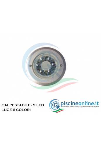 PROIETTORE FISSO IN ABS A LED PER LINER - VERSIONE - LUCE RGB 270 LED - 18W - 12V - CON TELECOMANDO E INSERTI IN OTTONE