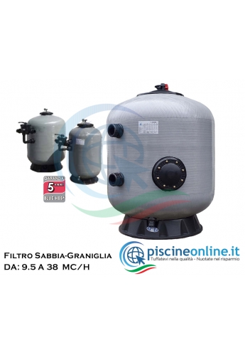 FILTRO HBS A BRACCI BOBBINATO IN FIBRA DI VETRO PER PISCINE DI GRANDI DIMENSIONI - DA 9,5 A 38 MC/H