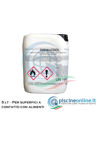 DISIALCOOL tanica da 5 L - Detergente per superfici a base di alcool a contatto con alimenti