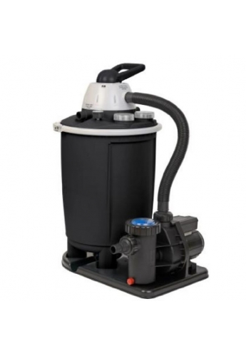 Filtro a sabbia monoblocco da 10-12-16 m³/h con capienza di 50 lt e pompa con potenza 1-1.5-2 HP. Colore: nero.