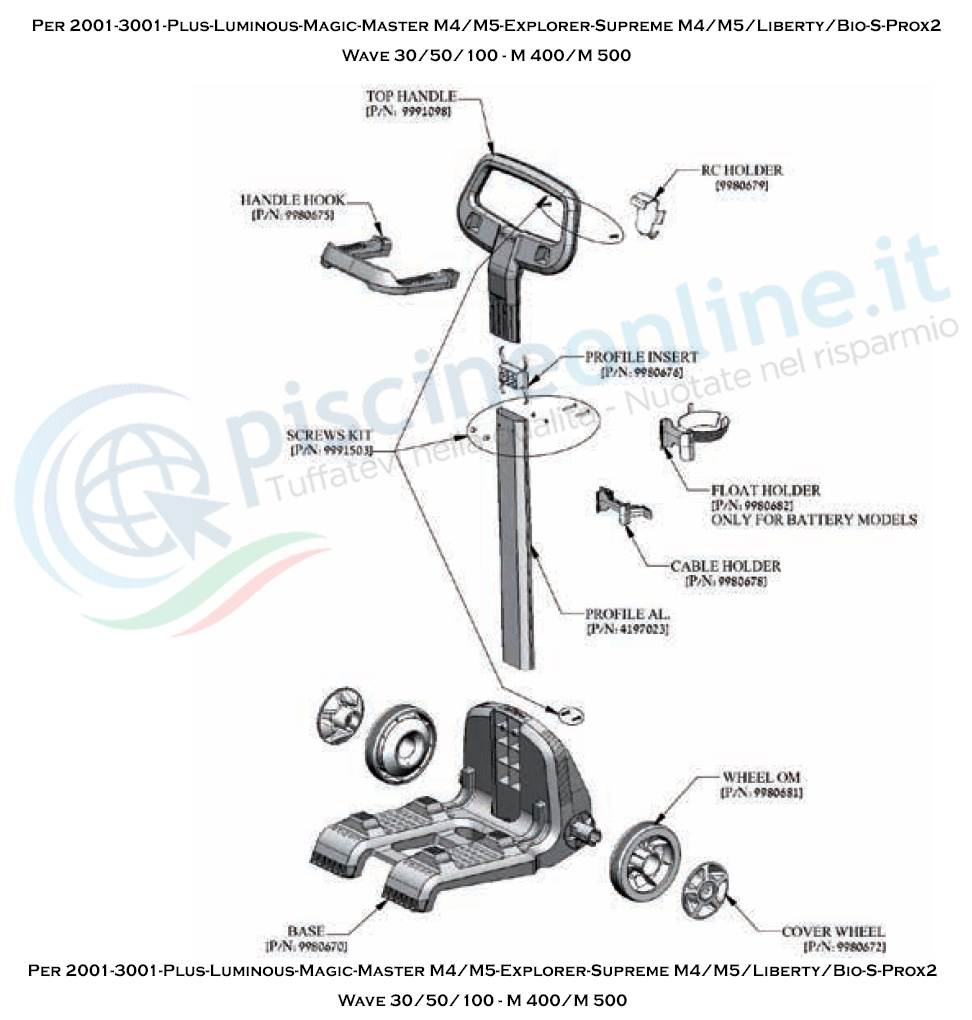 RICAMBI PER CARRELLO PORTA ROBOT DOLPHIN MAYTRONICS - MODELLO: CARRELLO “PRO CADDY”