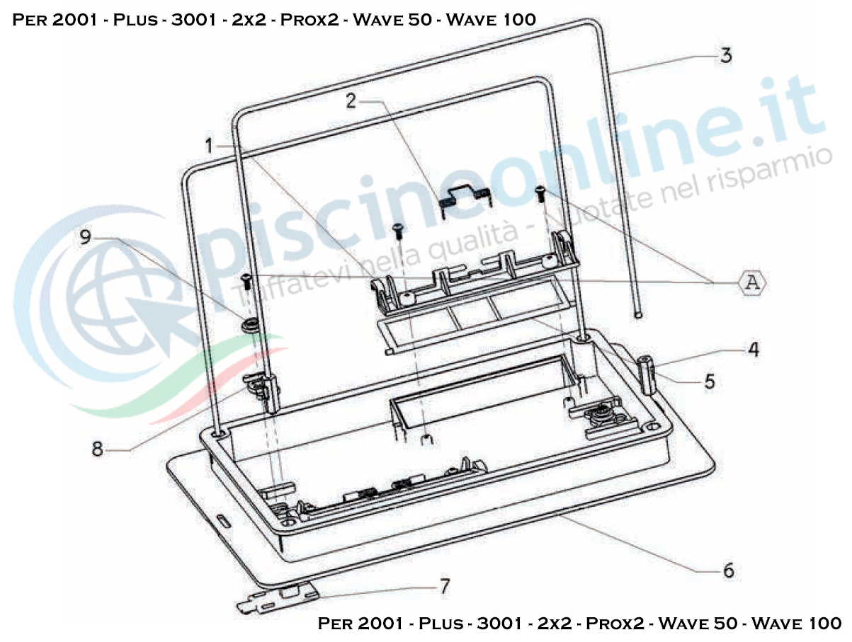 RICAMBI GRUPPO COPERCHIO FILTRO INFERIORE - 2005 STANDARD - PER ROBOT DOLPHIN MAYTRONICS