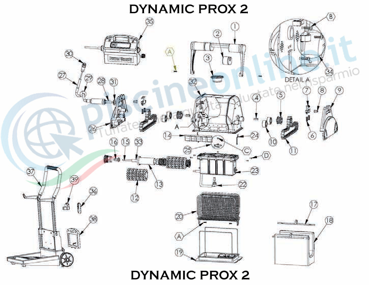 RICAMBI PER ROBOT PISCINA DOLPHIN MAYTRONICS - MODELLO - DOLPHIN DYNAMIC PROX 2