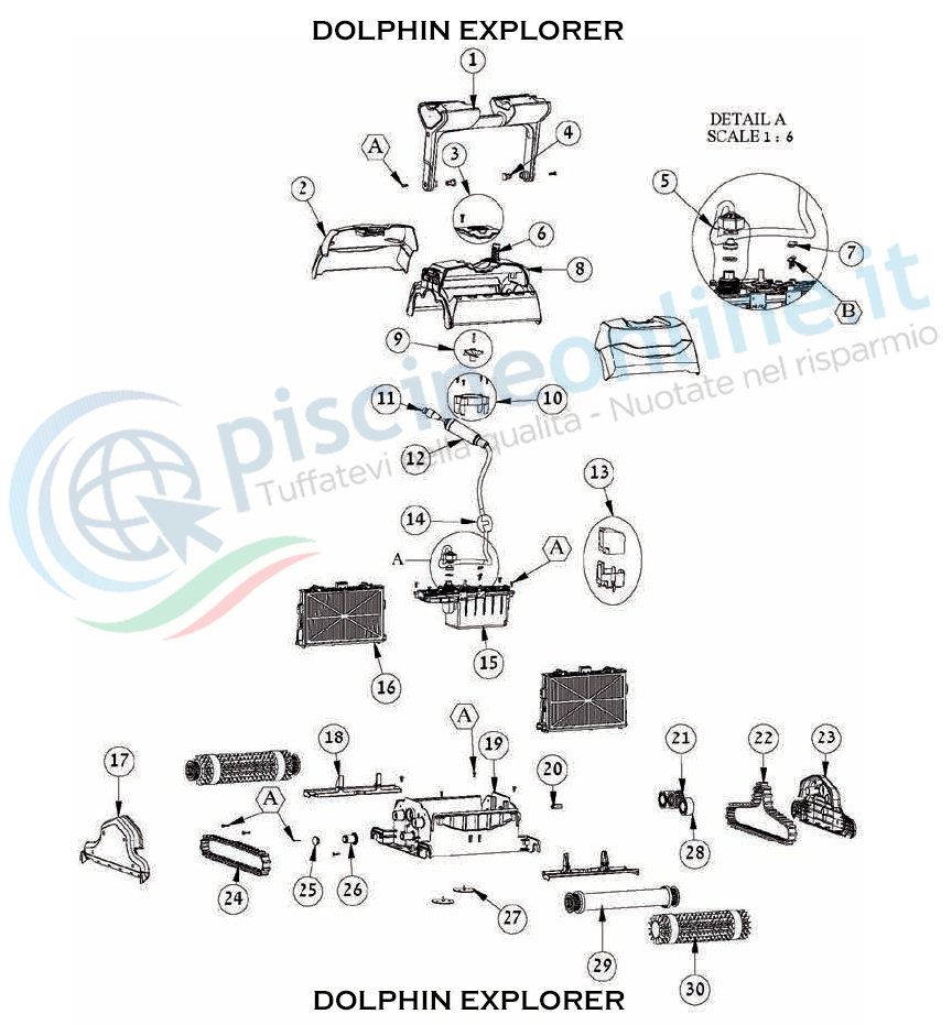 RICAMBI PER ROBOT PISCINA DOLPHIN MAYTRONICS - MODELLO - DOLPHIN EXPLORER