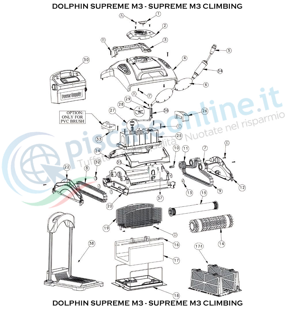 RICAMBI PER ROBOT PISCINA DOLPHIN MAYTRONICS - MODELLO - DOLPHIN SUPREME M3 - SUPREME M3 CLIMBING