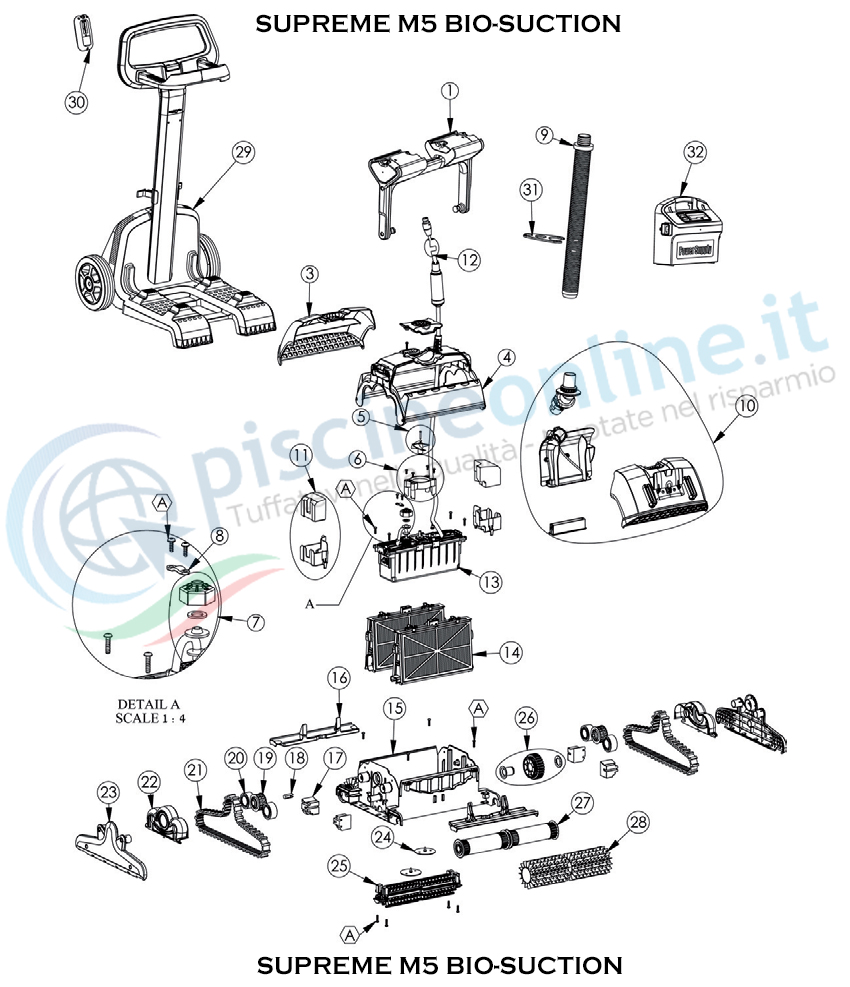 RICAMBI PER ROBOT PISCINA DOLPHIN MAYTRONICS - MODELLO - DOLPHIN SUPREME M5 BIO-SUCTION