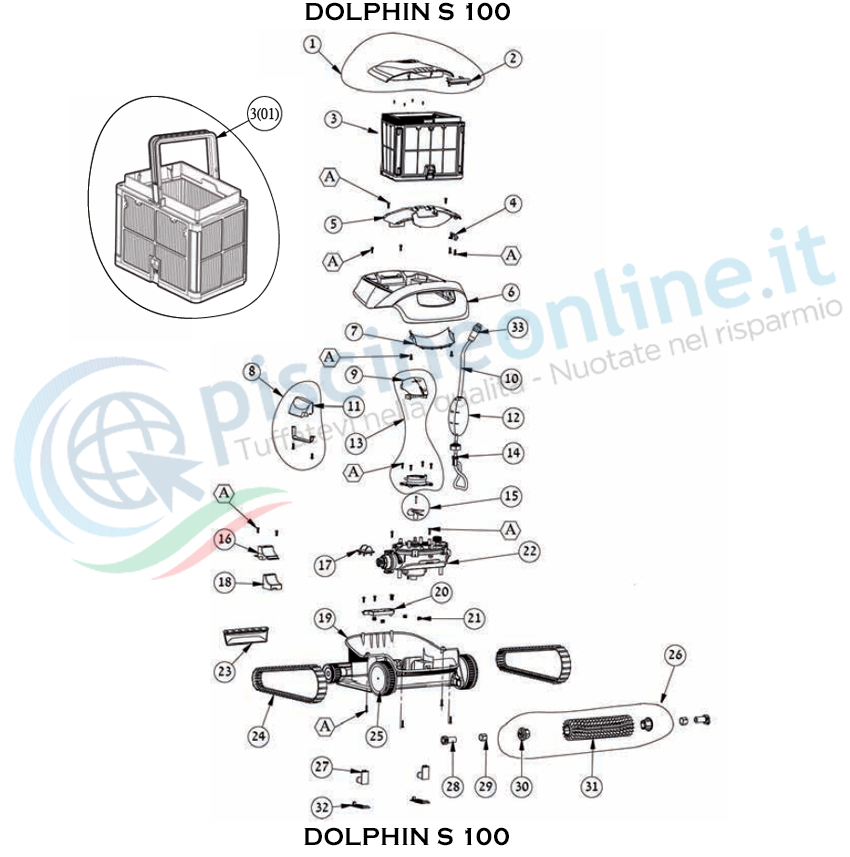 RICAMBI PER ROBOT PISCINA DOLPHIN MAYTRONICS - MODELLO - DOLPHIN - S 100