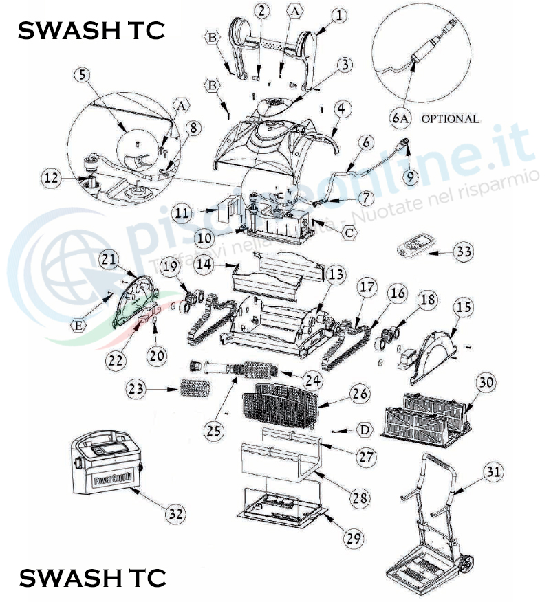 RICAMBI PER ROBOT PISCINA DOLPHIN MAYTRONICS - MODELLO - DOLPHIN SWASH TC