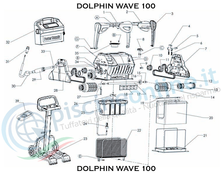 RICAMBI PER ROBOT PISCINA DOLPHIN MAYTRONICS - MODELLO - DOLPHIN WAVE 100
