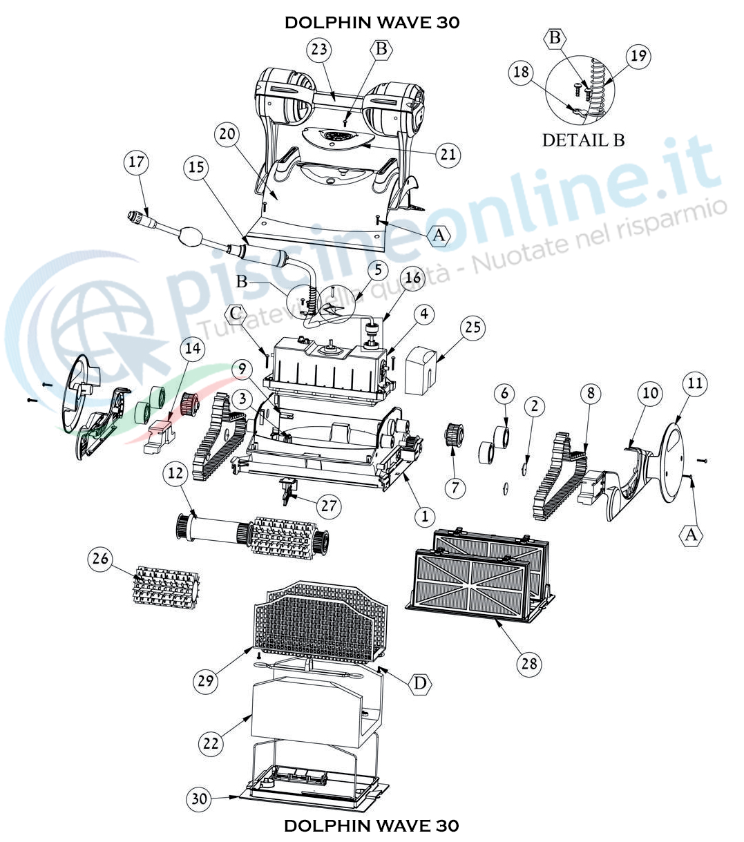 RICAMBI PER ROBOT PISCINA DOLPHIN MAYTRONICS - MODELLO - DOLPHIN WAVE 30